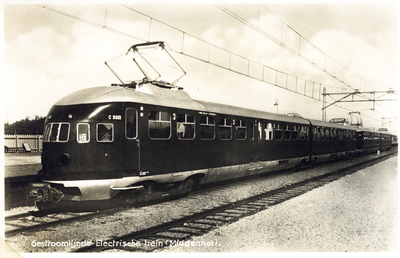 165467 Afbeelding van het electrische treinstel nr. mC 9601 (mat. 1935, serie mC 9601-9604, later nrs. 201-208, Hoek ...
